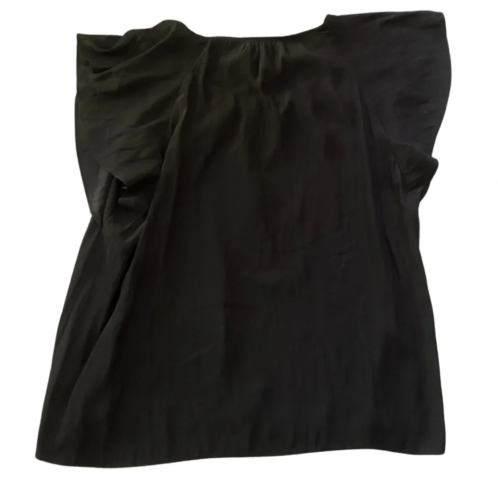 Ramy Brook Flutter Sleeve Metal Ring Neck Detail Top | Black | Size XS